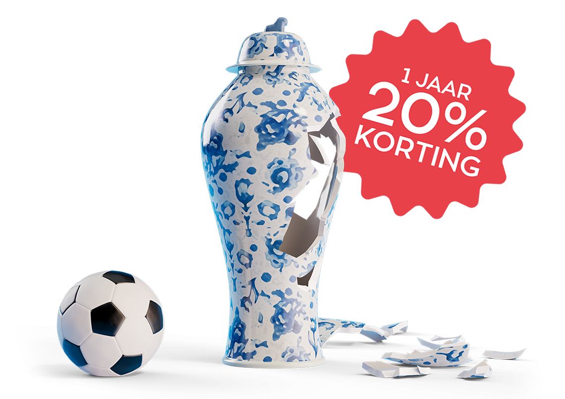 Dure vaas kapot door voetbal, oeps! Sluit nu een aansprakelijkheidsverzekering af en krijg 1 jaar 20 procent korting