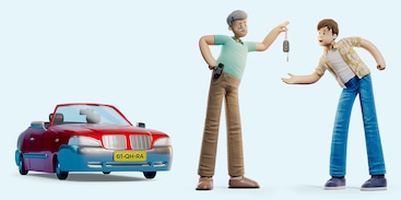 Man geeft sleutels van rode auto