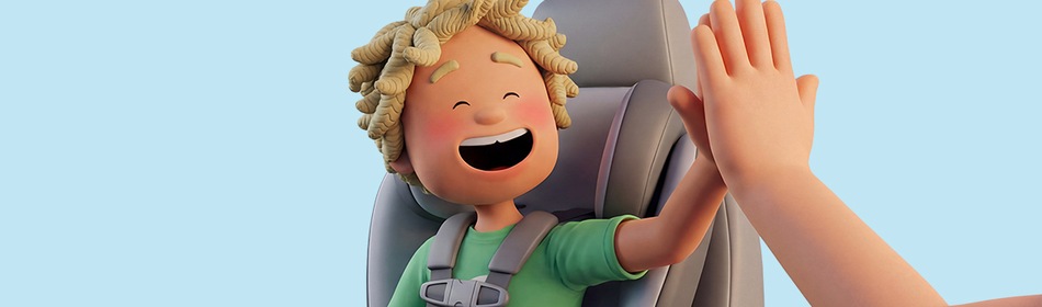 Kind in kinderzitje geeft high five