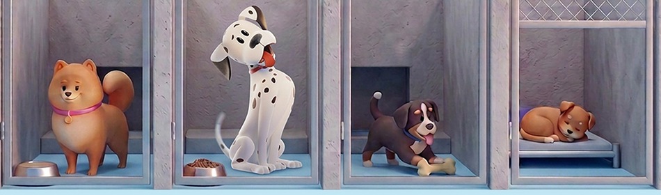 Vier honden in een asiel