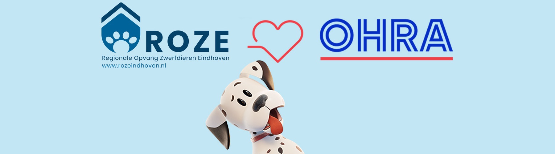 Logo stichting rOZE en logo OHRA met een hond en een hartje