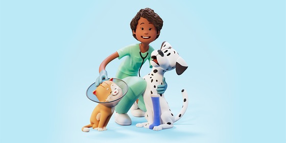 Dierenspecialist met hond en kat