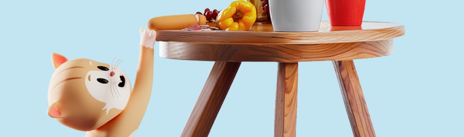 Kat trekt aan tafel
