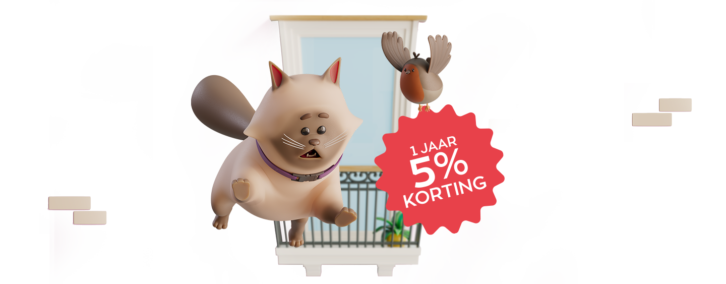 Oh ooh, je kat vergeet dat hij driehoog woont en springt enthousiast achter een vogel aan van het balkon