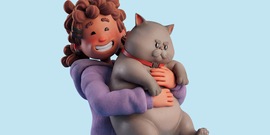 Meisje draagt dikke kat