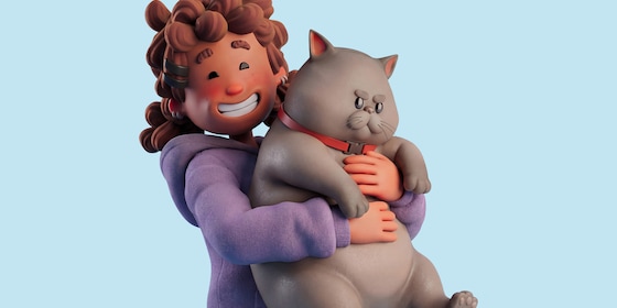 Meisje draagt dikke kat