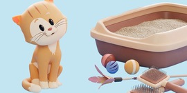 Kitten naast kattenbak