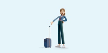 Roos met een handbagage koffer