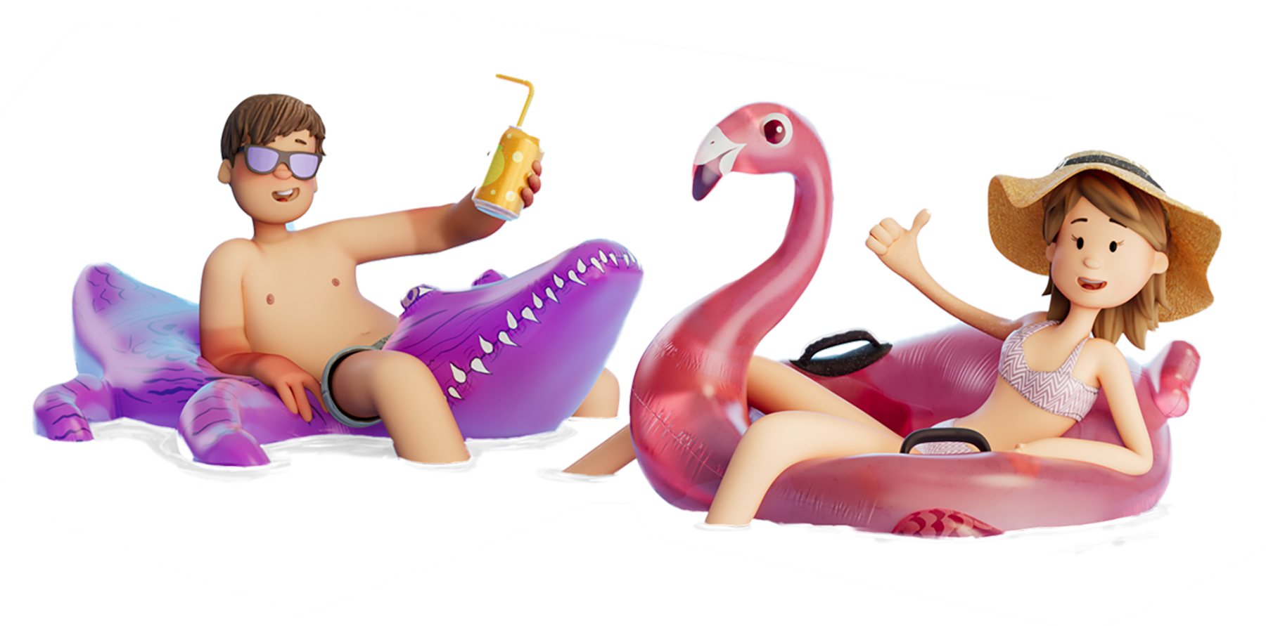 Roos en Matthijs in een zwemband