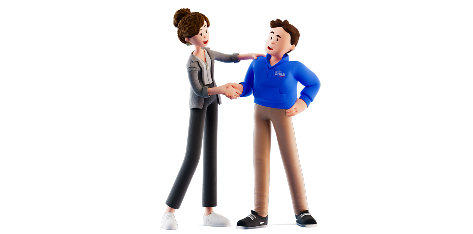 Man en vrouw schudden een hand
