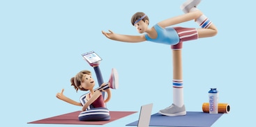 Roos en Matthijs in yogahouding