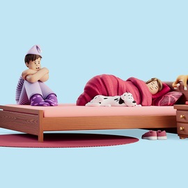 Vrouw ligt te slapen, man is wakker