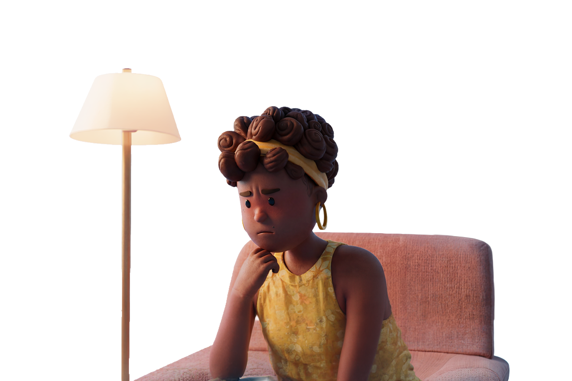 Vrouw kijkt somber